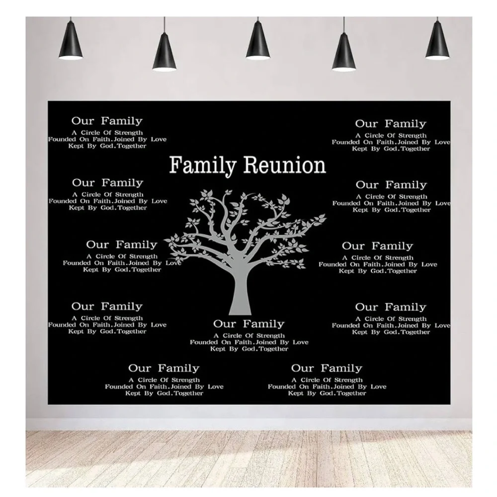 Family Reunion Backdrop 5 x 7, Tree Leaves Welcome to Our Family Members